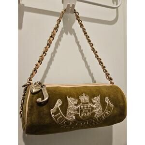 Rare Y2K Juicy Couture Green & Pink Velour Barrel Purse, Authentic